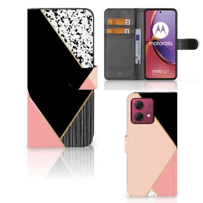 Motorola Moto G84 | Book Case | Zwart Roze Vormen