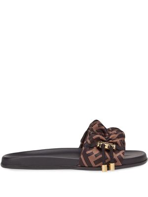 FENDI claquettes à motif FF - Marron
