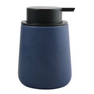 MSV Zeeppompje/dispenser Malmo - Keramiek - donkerblauw/zwart - 8,5 x 12 cm - 300 ml   -