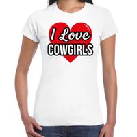 I love Cowgirls verkleed t-shirt wit voor dames - Outfit western verkleed feest