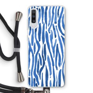 Blauwe nerven: Samsung Galaxy A70 Transparant Hoesje met koord