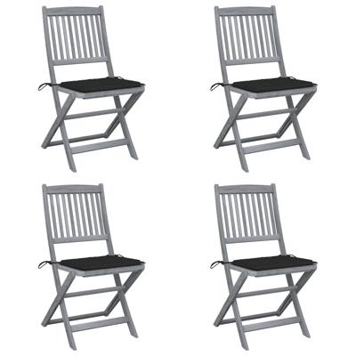 Tuinstoelen 4 st inklapbaar met kussens massief acaciahout