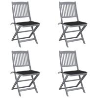 Tuinstoelen 4 st inklapbaar met kussens massief acaciahout