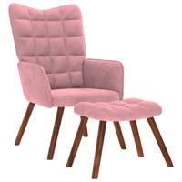 Relaxstoel met voetenbank fluweel roze