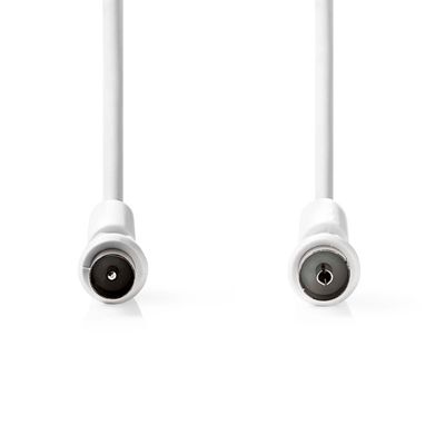Nedis Coaxkabel | IEC (Coax) Male | IEC (Coax) Female | Vernikkeld | 120 dB | 75 Ohm | Viervoudig Afgeschermd | 1.50 m | Rond | PVC | Wit | Label -
