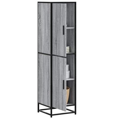 Hoge kast 35,5x35x139 cm bewerkt hout en metaal grijs sonoma