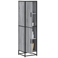 Hoge kast 35,5x35x139 cm bewerkt hout en metaal grijs sonoma