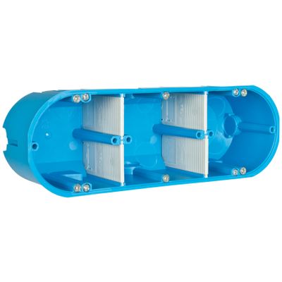 Hollewand inbouwdoos 3 voudig blauw elektra gatmaat 68mm