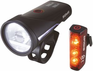 Sigma Verlichtingset aura 100 usb koplamp + blaze link achterlicht