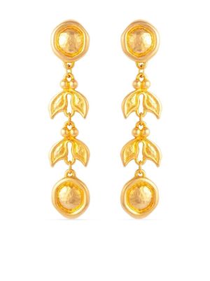 Susan Caplan Vintage boucles d'oreilles pendantes Graduated Leaf (années 1980)