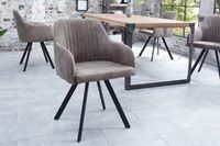 Retro design stoel LUCCA antiek taupe met quilten industriÃ«le stijl - 38309