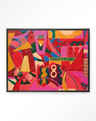 Urban Cotton Wandkleed 'Una Noche De Jazz' 110 x 145cm in Floating Frame - black