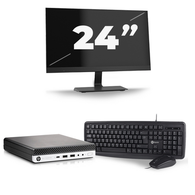 HP EliteDesk 800 G3 USFF - Intel Core i5-6e Generatie - 8GB RAM - 256GB SSD - Windows 11 + 1x 24 inch Monitor