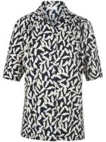 Jersey blouse blaadjesprint Van Peter Hahn zwart - thumbnail