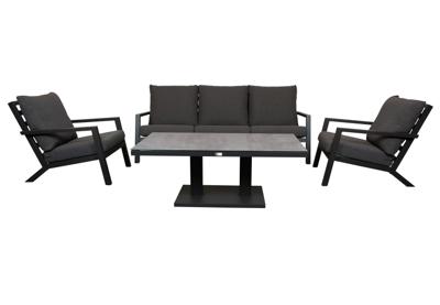 Qopps Atlanta 3 zits bank met 2 Atlanta lounge stoel en hoogte verstelbare tafel Rubli