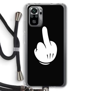 Middle finger black: Xiaomi Redmi Note 10S Transparant Hoesje met koord