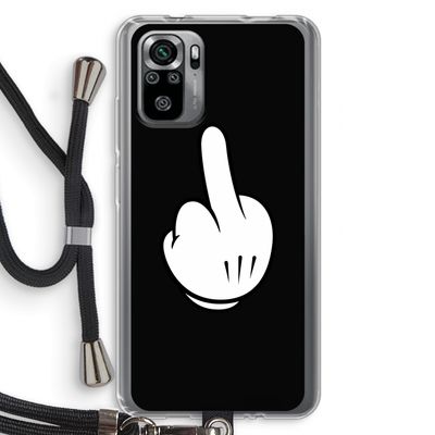 Middle finger black: Xiaomi Redmi Note 10S Transparant Hoesje met koord