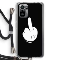 Middle finger black: Xiaomi Redmi Note 10S Transparant Hoesje met koord