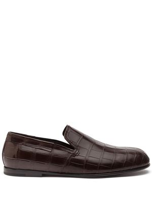 Dolce & Gabbana mocassins en cuir à effet peau de crocodile - Marron