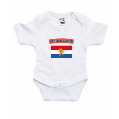 Holland rompertje - met vlag Nederland - wit - voor babys - kraamcadeau