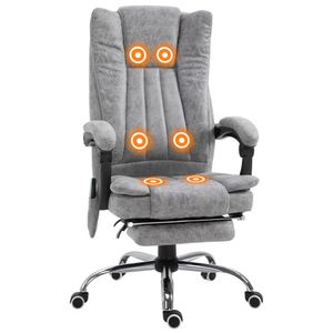 HOMCOM massagestoel bureaustoel massage stoel verwarmingsfunctie ligfunctie massagefunctie voetensteun dikke vulling zwart