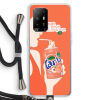 Peach please!: Oppo A95 5G Transparant Hoesje met koord