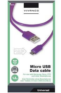 Vivanco USB-kabel USB 2.0 USB-A stekker, USB-micro-B stekker 1.20 m Lila 36255