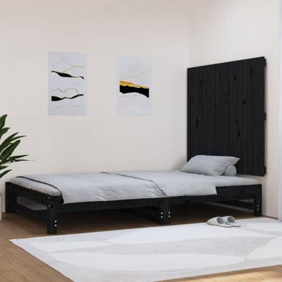 Wandhoofdbord 108x3x90 cm massief grenenhout zwart