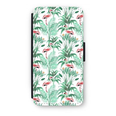 Flamingo bladeren: iPhone 8 Plus Flip Hoesje