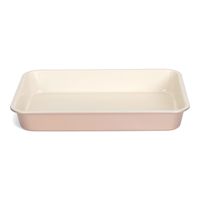 Rechthoekige ovenschaal/braadslede van staal 35 x 24 cm wit/roze