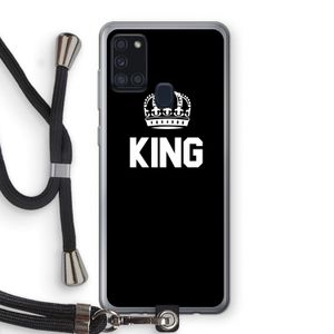 King zwart: Samsung Galaxy A21s Transparant Hoesje met koord