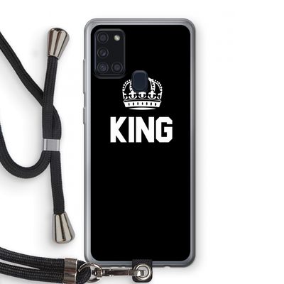 King zwart: Samsung Galaxy A21s Transparant Hoesje met koord