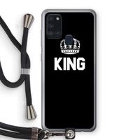 King zwart: Samsung Galaxy A21s Transparant Hoesje met koord