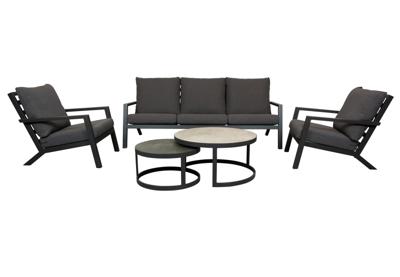 Qopps Atlanta loungeset 3-zits 2 loungestoelen met Sprog tafel set