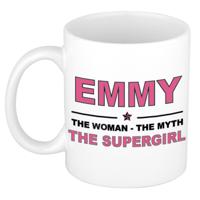 Emmy cadeau mok - Woman Myth Supergirl - naam koffiemok - 300 ml - collega - moederdag