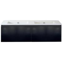 Frozen 3D Badmeubelset 140 cm - Greeplijst in Kleur - Zwart Mat - Keramische Wastafel Wit Zonder Kraangat