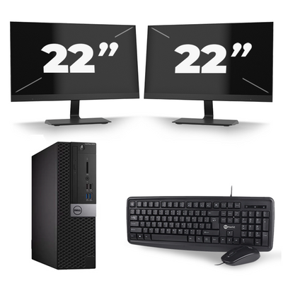 Dell Optiplex 5050 SFF - Intel Core i7-6e Generatie - 16GB RAM - 256GB SSD - Windows 11 + 2x 22 inch Monitor
