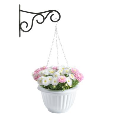 Hangpot + Muurhaak Gerona - wit - kunststof - metaal - D25 cm - tuinaccessoires