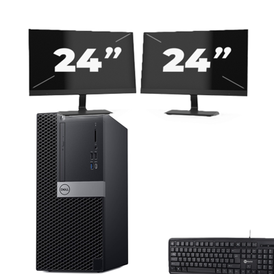 dell optiplex 5060 Micro Tower - Intel Core i7-8e Generatie - 8GB RAM - 256GB SSD - Windows 11 + 2x 24 inch Monitor
