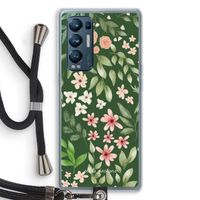 Botanical green sweet flower heaven: Oppo Find X3 Neo Transparant Hoesje met koord