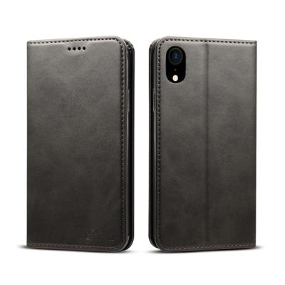 Suteni kalf textuur horizontale Flip lederen case voor de iPhone XR met houder & card slots & portemonnee (zwart)