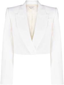 Alexander McQueen blazer crop à simple boutonnage - Blanc