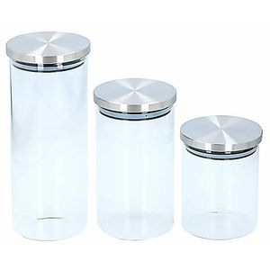 Set van 3x stuks glazen voorraadpot ten / snoeppotten
