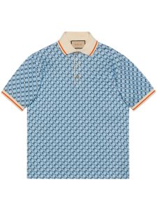 Gucci polo en coton à motif monogrammé - Bleu