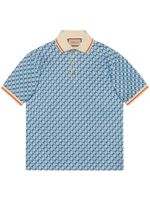 Gucci polo en coton à motif monogrammé - Bleu - thumbnail