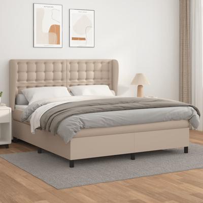 Boxspring met matras kunstleer cappuccinokleurig 180x200 cm