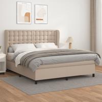 Boxspring met matras kunstleer cappuccinokleurig 180x200 cm