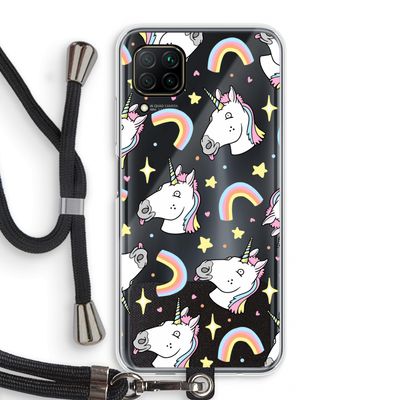 Rainbow Unicorn: Huawei P40 Lite Transparant Hoesje met koord