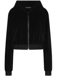 Dolce & Gabbana DGVIB3 velvet zip-up cropped jacket - Noir