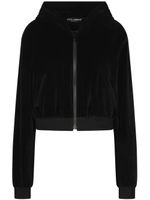 Dolce & Gabbana DGVIB3 velvet zip-up cropped jacket - Noir - thumbnail